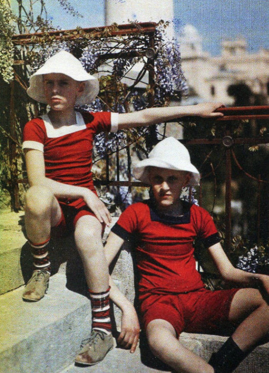 Сыновья инженера Рейнберга Дмитрий (справа) и Юрий на даче "Нюкта". Фото: Л.В.Рейнберг, май 1914 г.